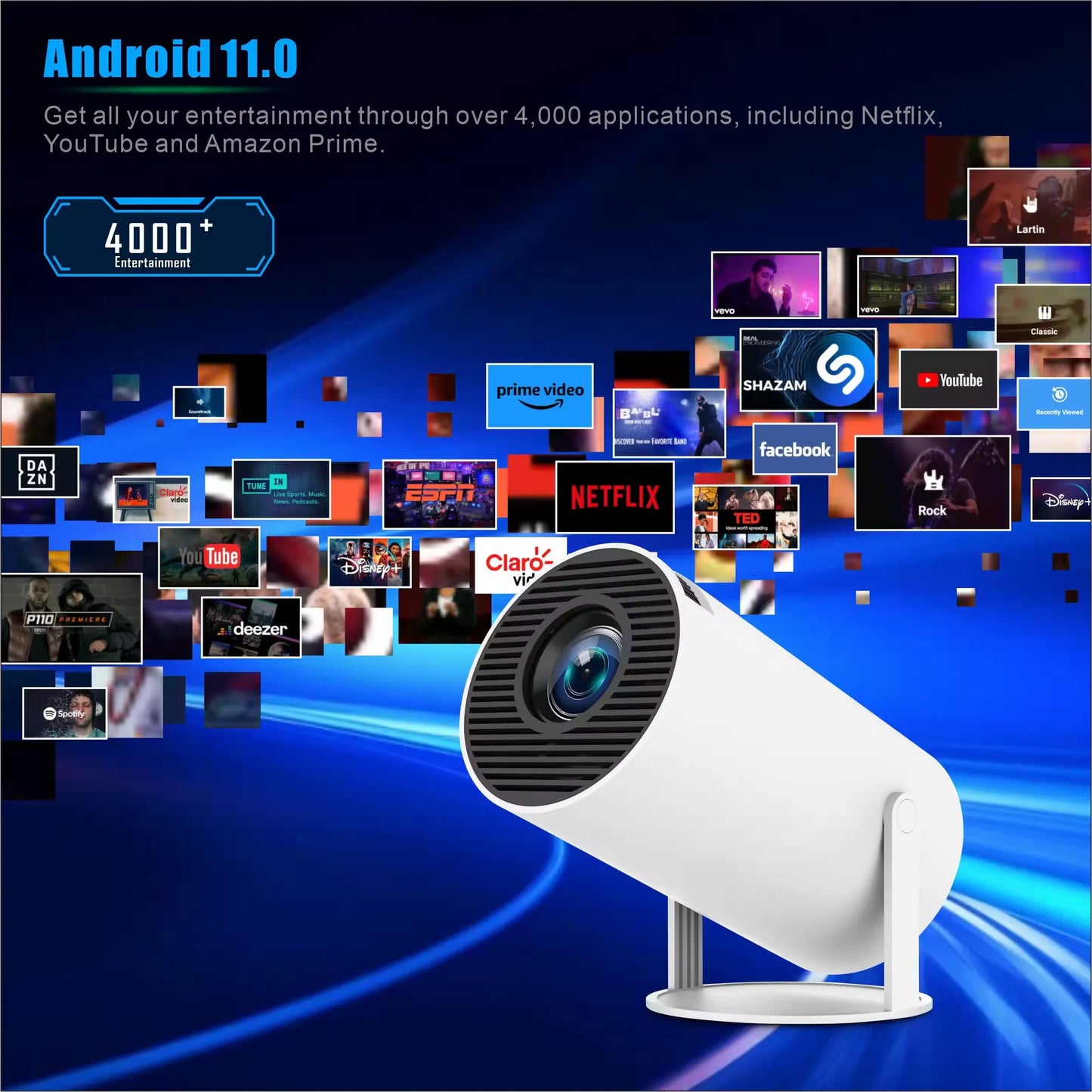 Android Wifi Projector HY300 Portable Android 11 Smart Projector Proyector Mini Home Theater